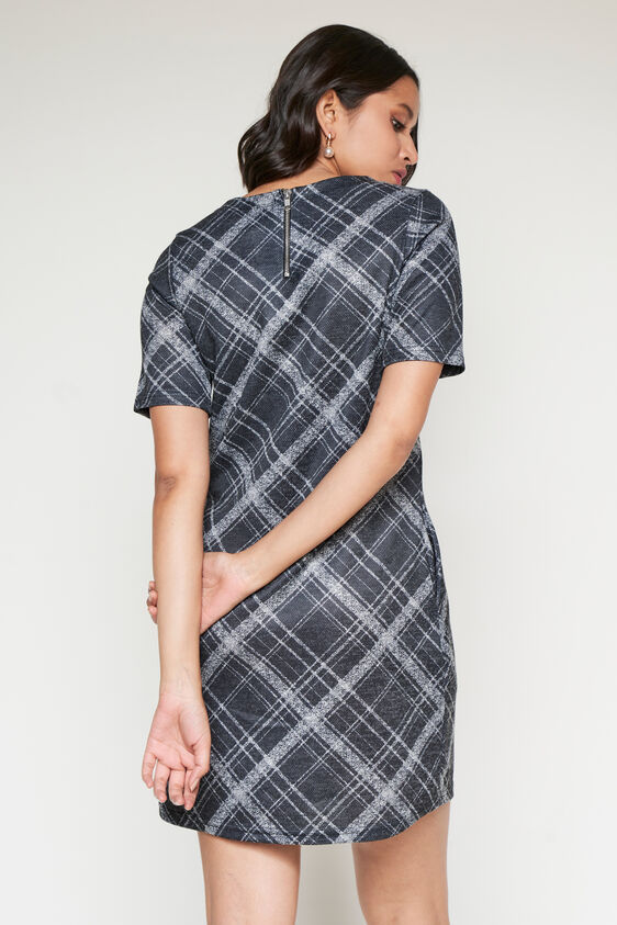 Chequered Formal Shift Dress, Grey, image 5